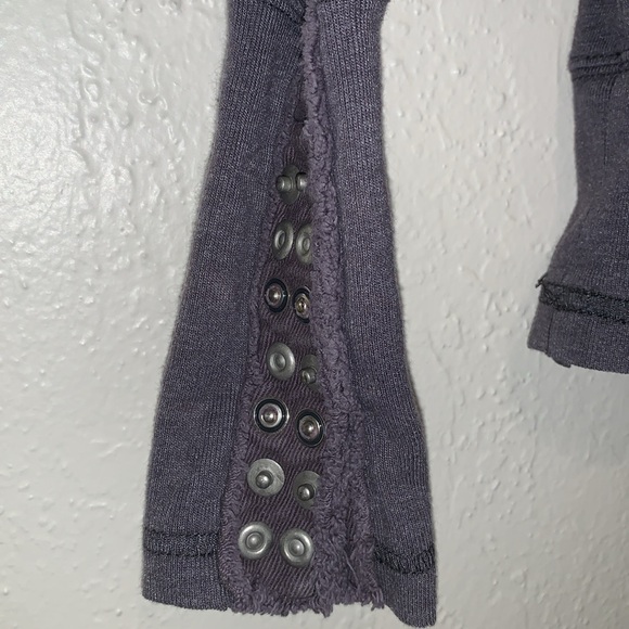 Free People Gray Henley Patchwork  Top - Picture 5 of 6